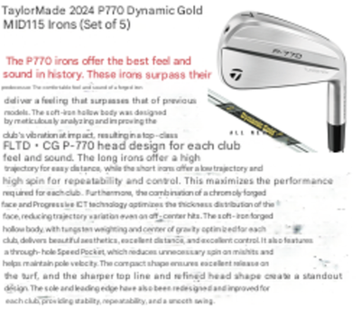 TaylorMade P770 2024 Iron Set 5pcs 6 PW Dynamic Gold MID 115 S200 Steel RH7