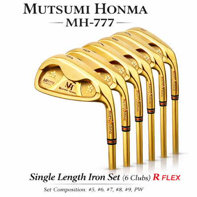MUTSUMI HONMA Golf Iron Set 5 PW MH 777 RH Gold One Length graphit FLEX R0