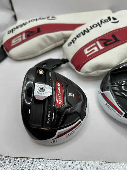 TaylorMade R15 3W 5W Fairway Wood Heads 2-Piece Set w/ Headcovers RH Japan 36377