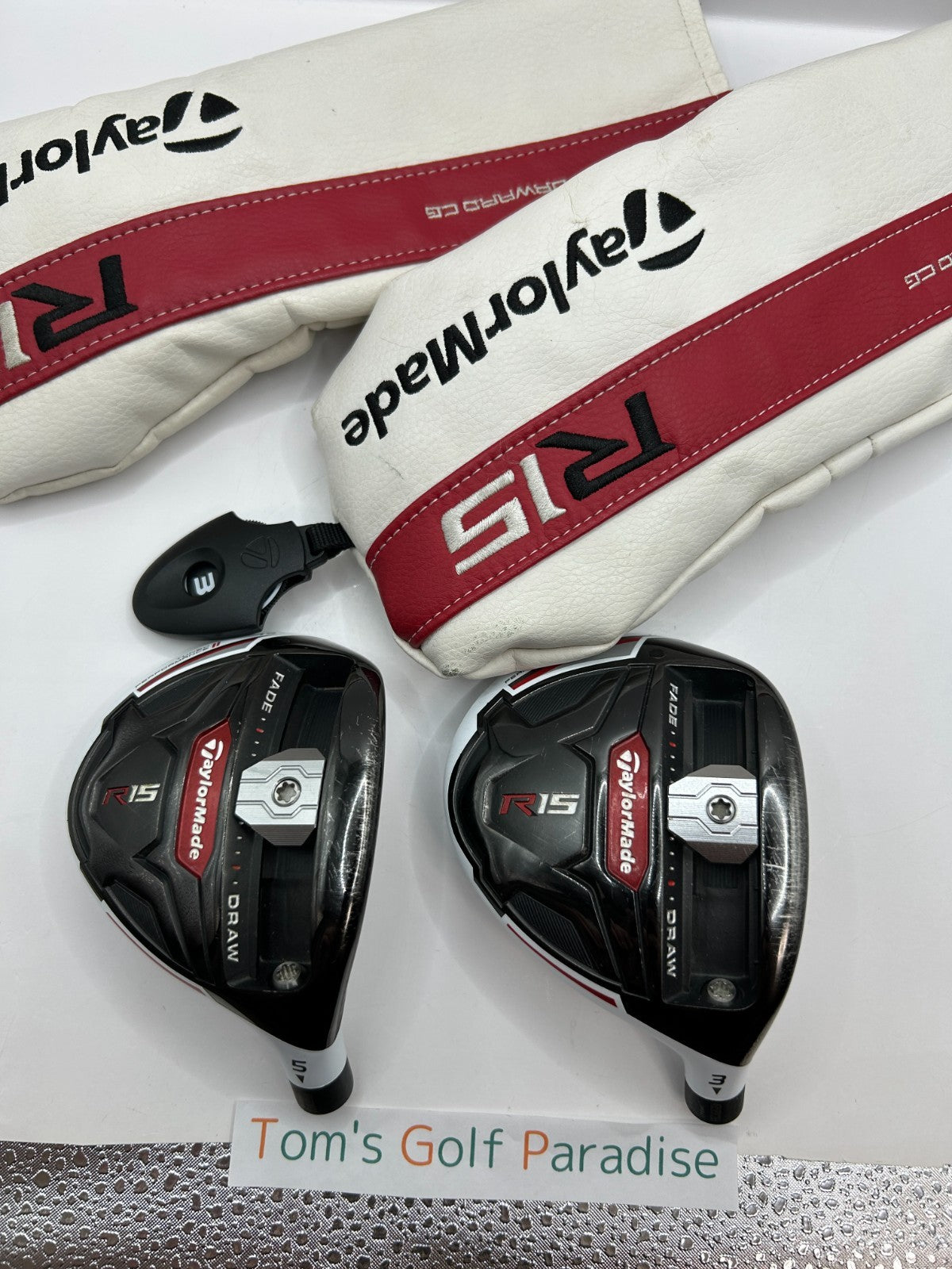 TaylorMade R15 3W 5W Fairway Wood Heads 2-Piece Set w/ Headcovers RH Japan 36370