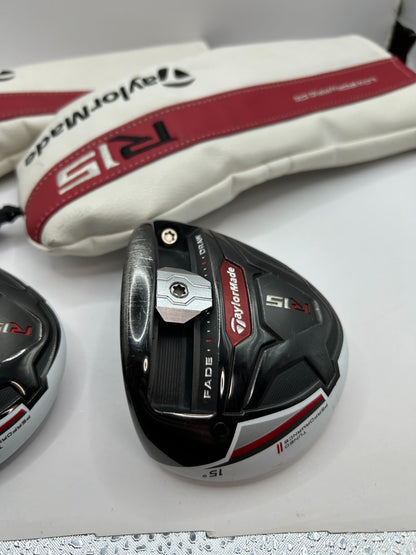 TaylorMade R15 3W 5W Fairway Wood Heads 2-Piece Set w/ Headcovers RH Japan 36378